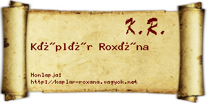 Káplár Roxána névjegykártya